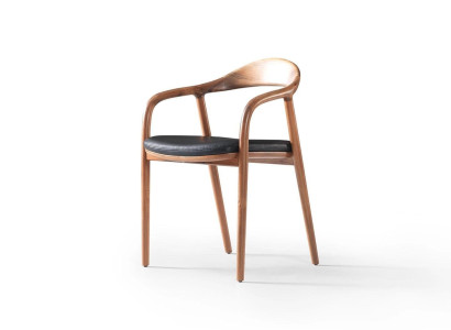 Designer Chair Wood Luxury Armchair Upholstery Chairs Dining room Leather